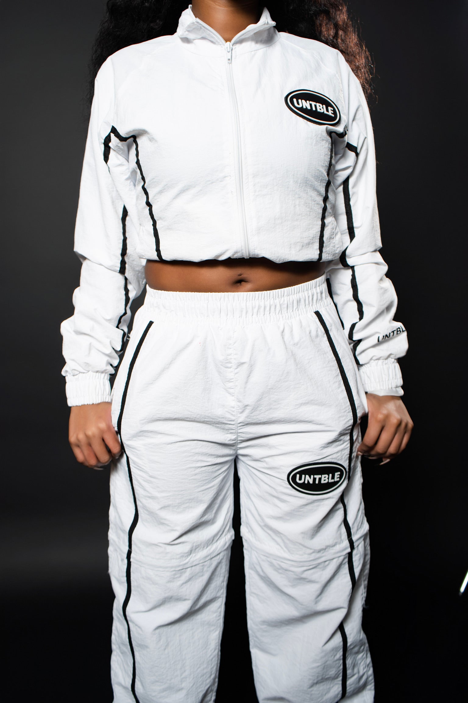 WHITE "UNTBLE" TRACKSUIT PANTS / SHORTS