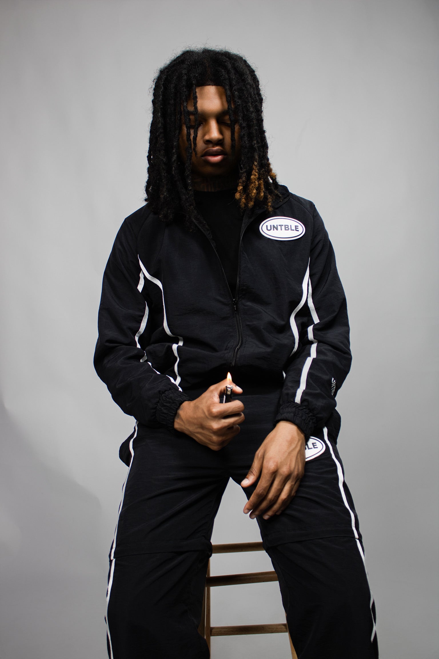 BLACK "UNTBLE" TRACKSUIT SET