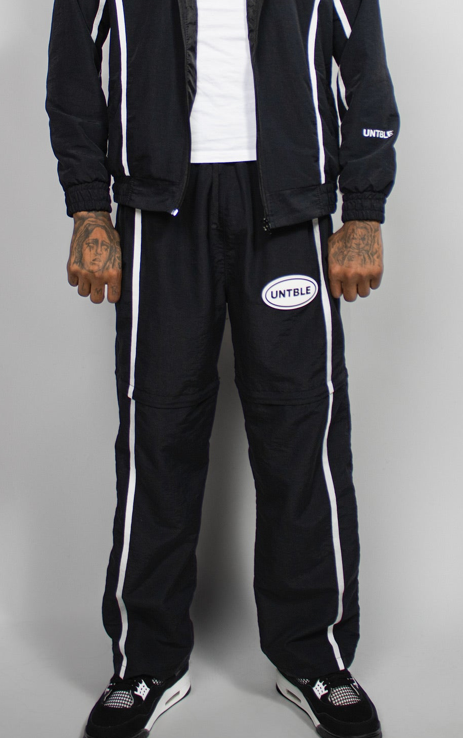 BLACK "UNTBLE" TRACKSUIT PANTS / SHORTS
